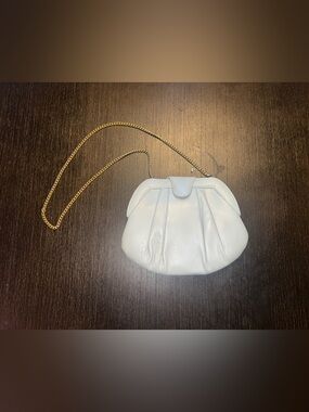 Vintage Ande Elegant Baby Blue Ruched Crossbody Clutch Purse Gold Chain